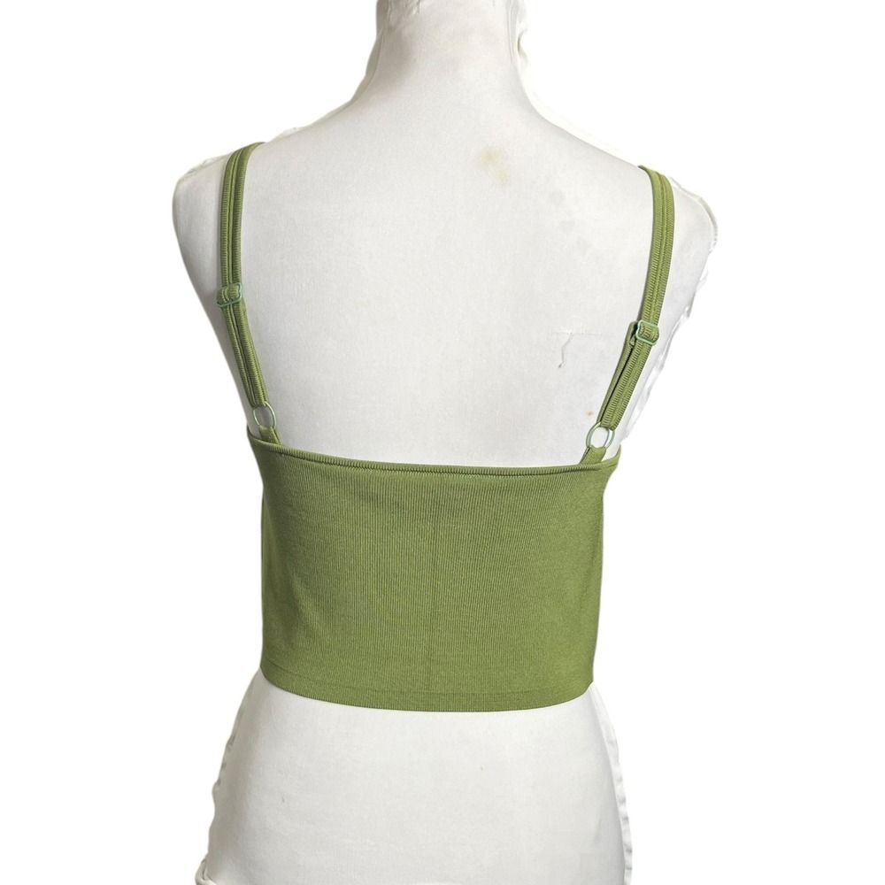 Jonathan Simkhai‎ Lana Ribbed Bustier Tank Women’s Medium Olive Stretch Sleevele - Picture 3 of 8